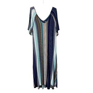 Soft Surroundings Midi Dress Womens Size Small Cold Shoulder Beach Coastal